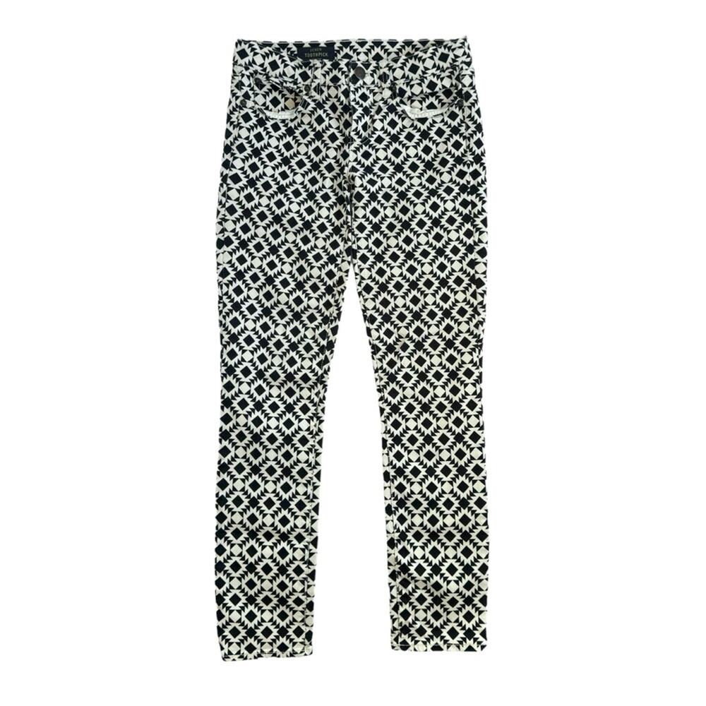 J. Crew Toothpick Black & White Patterned Straight Leg Jeans Size 26